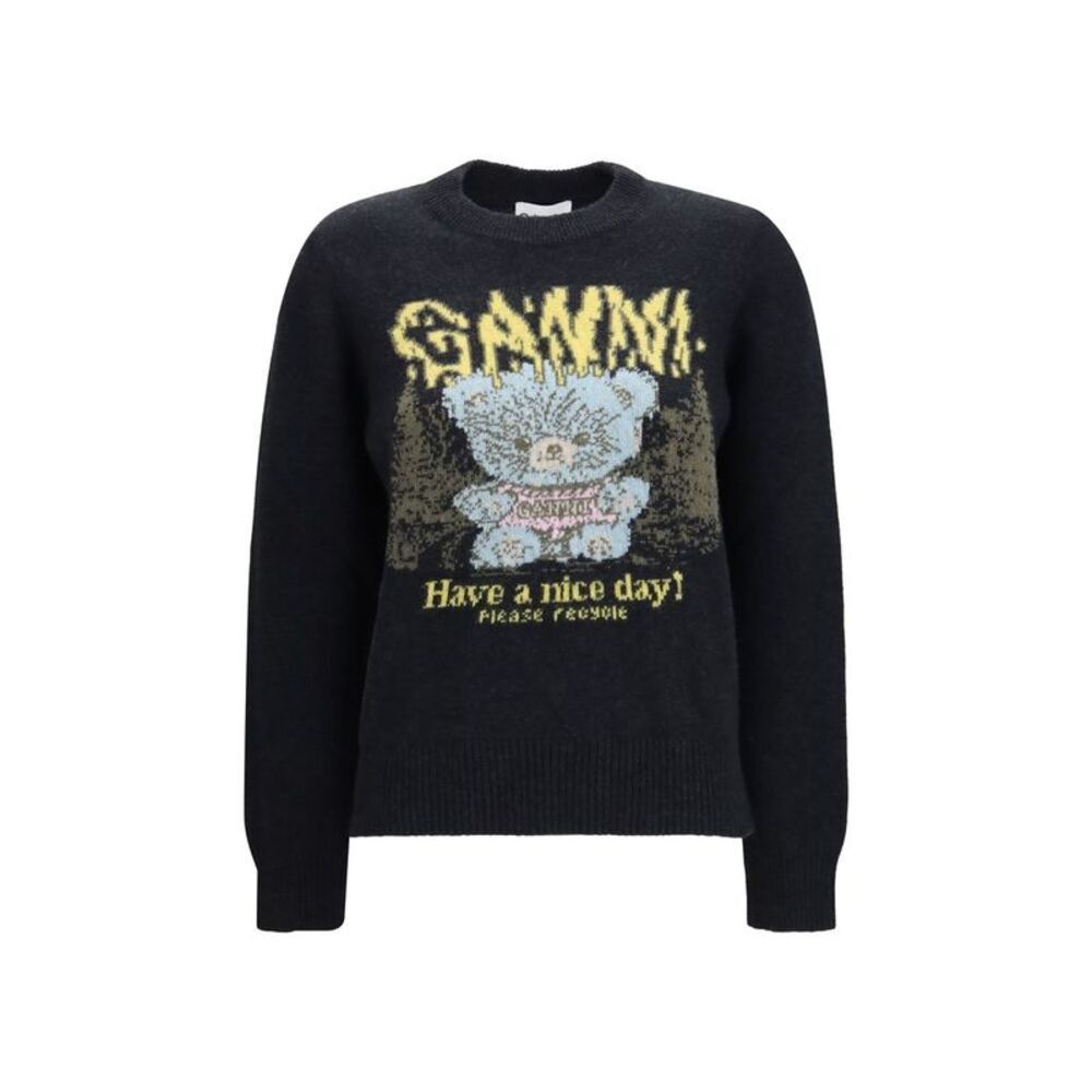 Ganni Black Recycled Wool Women's Sweatshirt